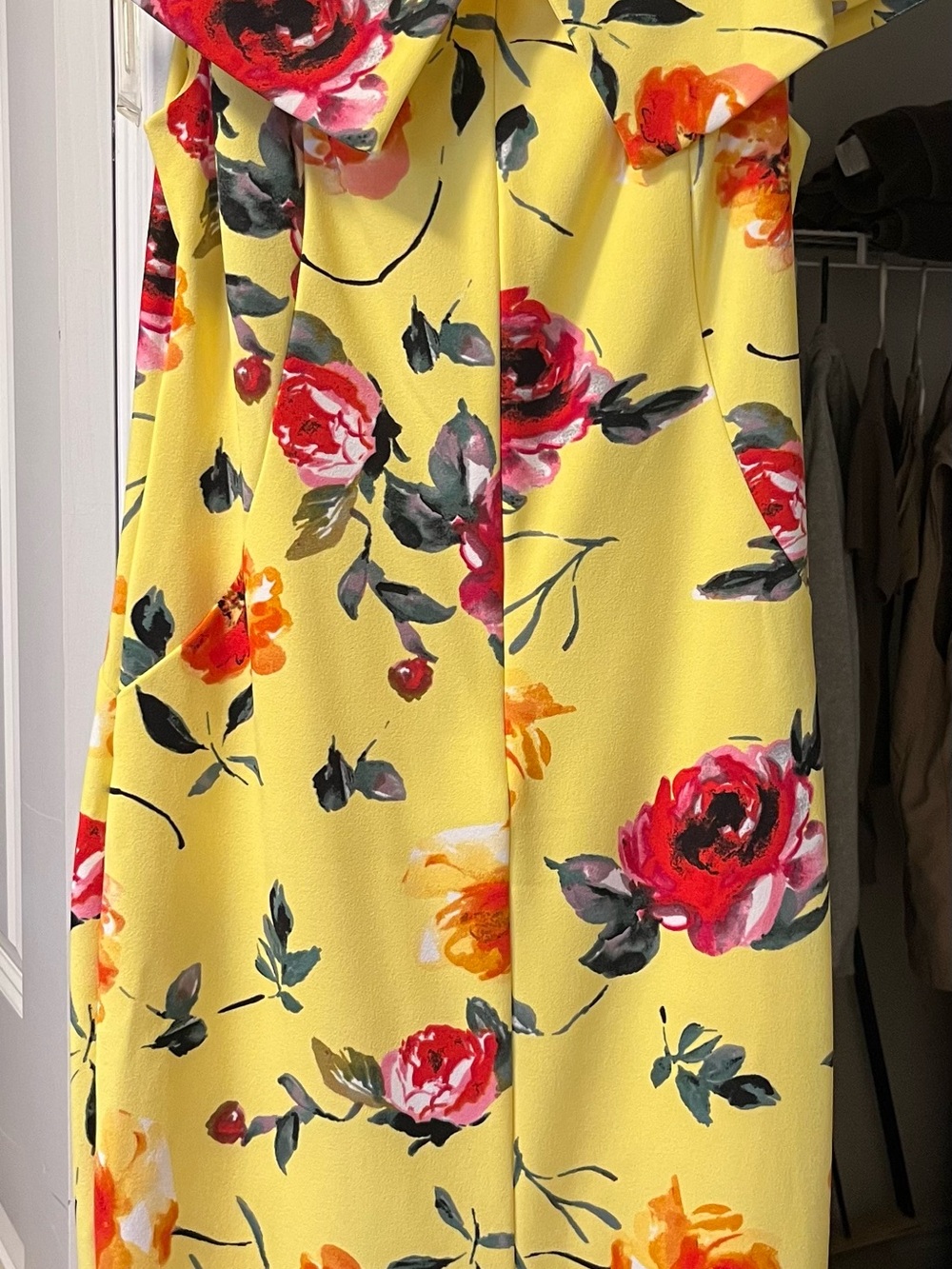 Joseph Ribkoff Yellow Floral Cold-Shoulder Midi Dress - Picture 3 of 6